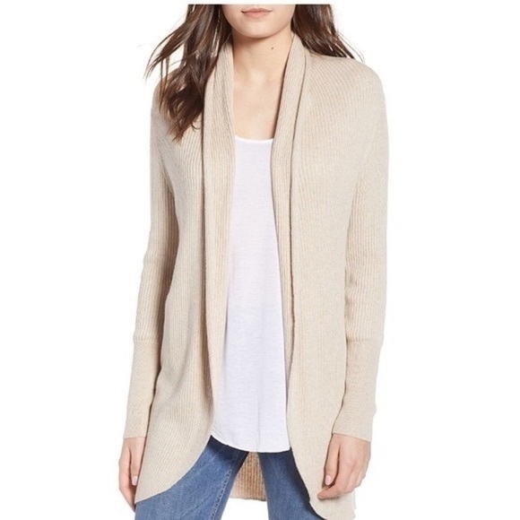 Leith • Cream Oatmeal Colored Ribbed Cardigan - Picture 1 of 6